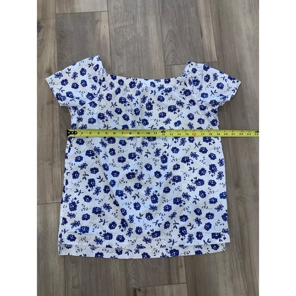 Banana Republic Factory Blue and White Floral Off the Shoulder Top Size XS - Picture 10 of 12